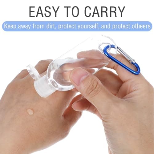 Tucnoeu Hand Sanitizer Keychain 10 Pcs Travel Bottles with Keychain,1.7oz (50ml) Portable Plastic Leakproof Squeeze Bottles Kits with Flip Cap for Home Office Outdoor — view 4