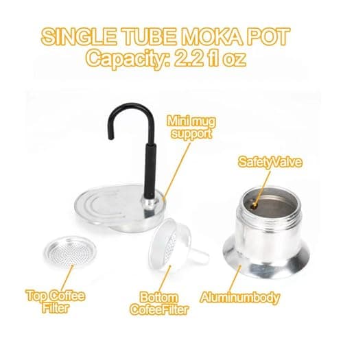 Tktouci Coffee Brewer Machine Aluminum Tube Food-Grade Compact Pot — view 6
