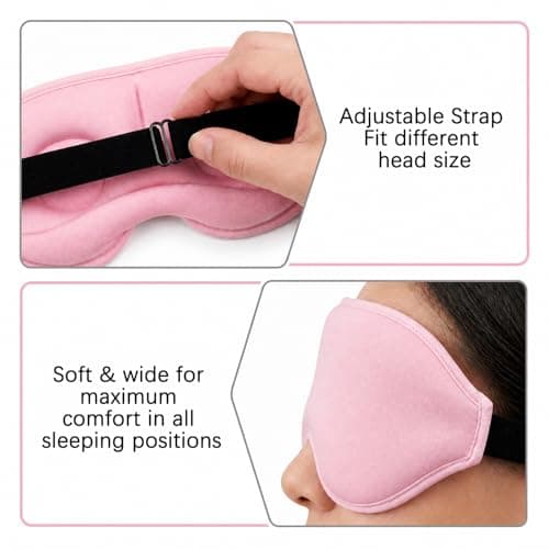 SLIJAR 100% Blackout Sleep Mask for Men Women, 3D Contoured Eye Mask for Sleeping, Zero Eye Pressure Breathable Blindfold with Adjustable Strap for Travel Office Home (Pink) — view 5