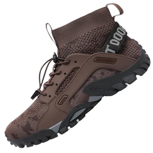 VTASQ Hiking Boots Mens Outdoor Non-Slip Trekking Mountaineering Shoes Trainers Lightweight Camping Climbing Shoes Sneaker Brown 8 UK