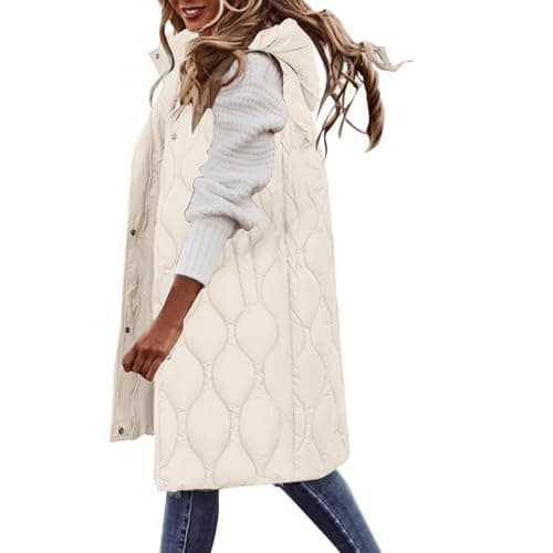 Cocila Lightweight Gilets Womens Sleeveless Down Vest Packable Coat (Beige, M) Heated Gilet Cream Jacket Plus Size Windcheater Women Navy Blue Waistcoat Ladies Leather Bomber Thermal For Winter — view 2