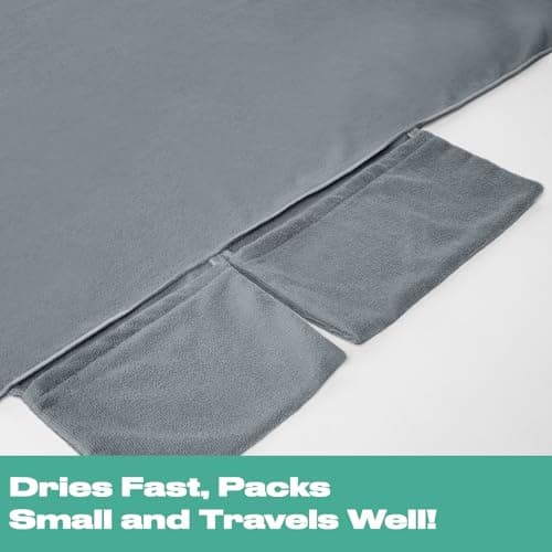 Brentfords Sun Lounger Towels with Pockets, Microfibre Large Beach Towel in a Bag Sunbed Towel Holiday Accessories Swimming Pool Quick Dry Beach Towels Summer Essentials, Charcoal Grey 215x75cm — view 6