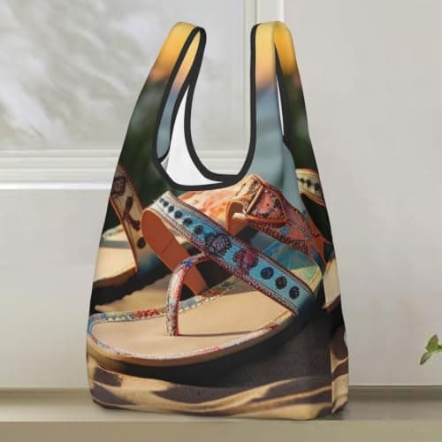 POCUK Summer Beach Sandals Fold Eco-Friendly Shopping Bags Daily Reusable Grocery Tote Bags Compact — view 3
