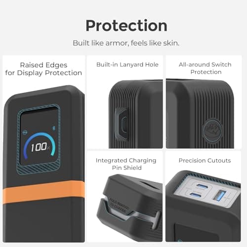 Silicone Protective Case for Anker Prime Power Bank 26250mAh/300W With Hanging Holes, Skin-Friendly Anti-Lost Protective Cover for Anker Power Bank A110A (Black) — view 3