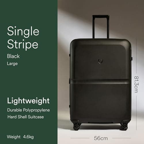 ANTLER Single Stripe Hard Shell Large Suitcase + Laundry Bag - 81x56x34cm 144L, Expandable, Lightweight, 4 Spinner Wheels, TSA Lock - Durable Large Check in Luggage - Black — view 2