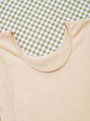 Loodgao Kids Girls Round Neck Thermal Tshirt Solid Color Basic Warm Underwear Tops Long Sleeve Athletic Dance Undershirts Type A Nude 2-4 Years — view 5