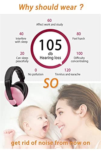 YANKUIRUI Ear Defenders Baby Noise cancelling headphones For Age 0 To 3 Years Toddlers at Plane, Firework, Concert, Cinema Pink — view 4