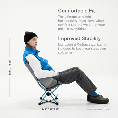 Helinox Chair Zero LT, 1.12 lbs Lightweight Camping Chair, Durable Ripstop, Compact Size, Portable and Packable Seat, Strong and Ultralight Frame, Backpacking Travel Essential, Cyan — view 2