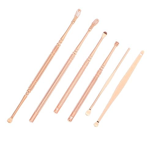 GALPADA Rose Gold Stainless Steel Ear Pick Spiral Earwax Cleaner Spoon Kit for Ear Canal Hygiene Portable and Reusable Earwax Removal Tools for Family and Travel Use