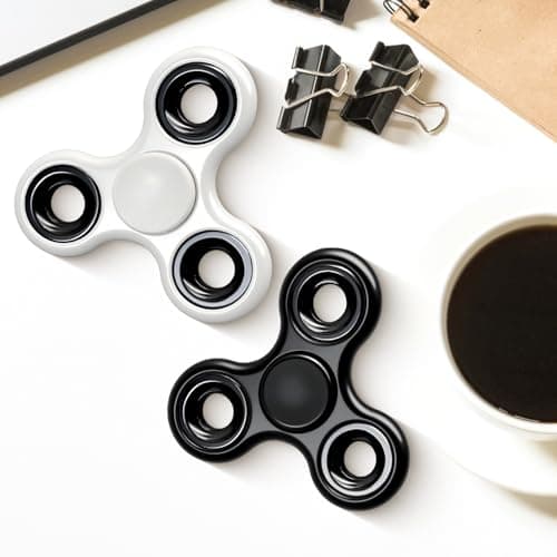 Verazquy Fidget Spinner Sensory Toy – Metal Stainless Steel Hand Spinner – Fast-Spinning Bearings, Quiet Focus Toy for Kids & Adults, Party Bag Fillers (black white) — view 6
