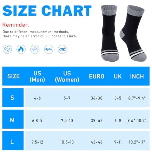 BBXWANG Unisex Waterproof Socks, Breathable Mid Calf Waterproof Running Socks, Stretchy Mens Socks for Hiking, Cycling — view 6