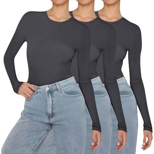 Women's Thermal Tops 3 Pack Long Sleeve Tops for Women Soft Breathable Slim Fit Base Layer Shirt Ideal for Thermal Layering Casual Wear Winter Women UK — view 2