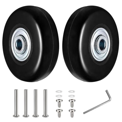 2 Pcs Suitcase Wheels Replacement, 50x18mm Luggage Wheels Replacement Wheel, Rubber Suitcase Luggage Swivel Caster Wheel arts Repair Kit, with 4 Axles, 4 Hex Screws, 4 Spacers, 1 Hex Wrench