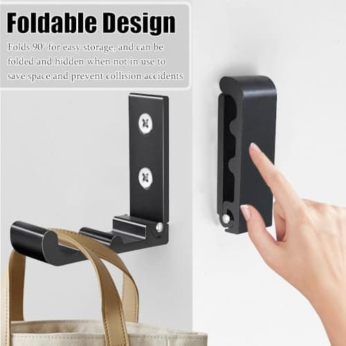 3PCS Folding Wall Hooks Heavy Duty Hook for Hanging-Black, Aluminum Alloy — view 3