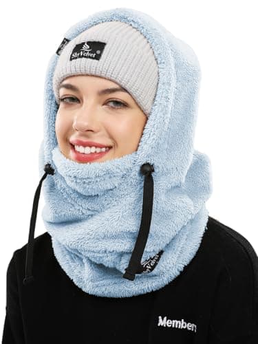 Shy Velvet Thermal Balaclava Unisex Wind-Resistant Ski Mask Fleece Cycling Motorcycle Balaclava Men Face Coverings Women Cold Weather Face Mask Female Sky Blue