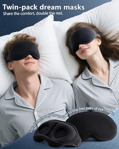 Eye Mask, 2 Pack of Super Soft and Comfortable 3D Sleep Eye Mask, 100% Blackout Sleep Aid Eye Masks for Sleeping with Adjustable Straps, Suitable for Travel and Meditation, Black — view 4