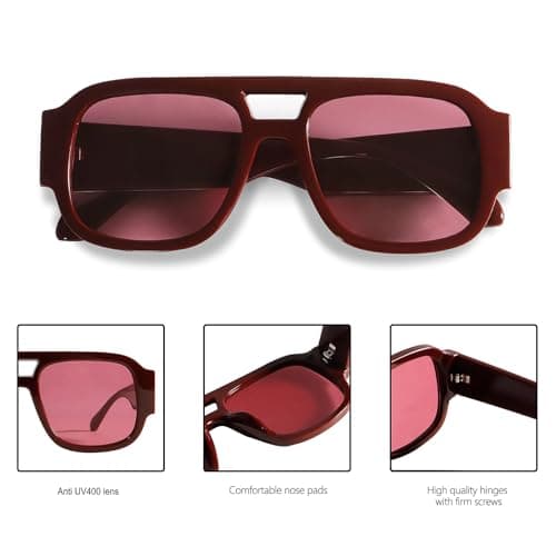GUVIVI Retro Oversized Pilot Sunglasses for Women Men UV400 Protection — view 5