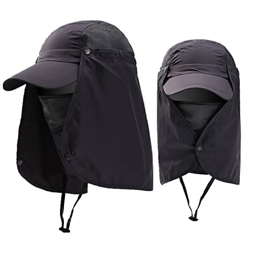 Sun Hat with Detachable Neck Face Flap Cover UPF 50+ Protection Wide Brim Fishing Hat Breathable Mesh Baseball Cap Quick Dry Outdoor Sun Visor Hat for Men Women Cycling Camping Hiking Walking Travel