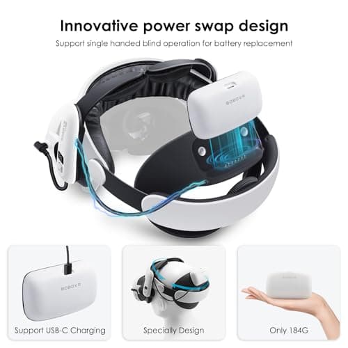 BOBOVR S3 Pro Head Strap 10000mah Battery Halo Strap Compatible with Meta Quest 3S/Quest 3, 2 IN 1Headstrap and Head air Conditioning, Hot-Swappable Battery Pack Fit For Oculus Quest3 — view 3