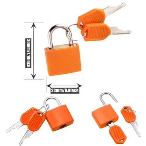 JIANHY 6 Pieces Suitcase Padlocks Coloured Padlocks with Keys Coated Brass Luggage Locks Small Padlock Mini Brass Padlock Set for Toolbox Gym Locker Lock Suitcase Lock — view 2