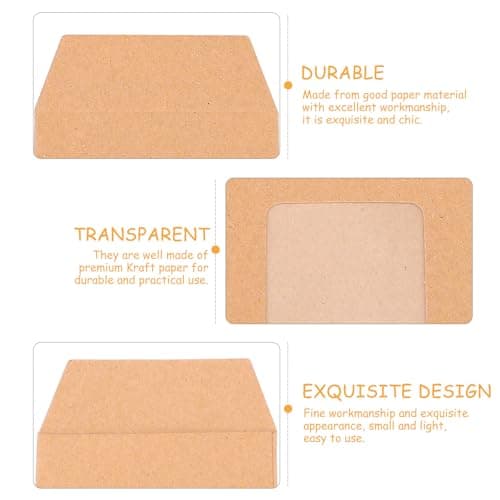 Hoement Kraft Paper Document Folder Envelopes Simple and Elegant Appearance 25pcs with Window Khaki Colour, for Greeting Cards and Office Storage — view 6