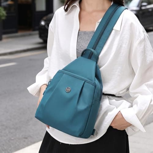 Anti Theft Backpack - Waterproof 2-Way Commuter Bag with Large Capacity Oxford Convertible Shoulder Tote - Stylish Multi-compartment Travel Handbag for Work Fitness Shopping,Blue (30x21x14cm) — view 2
