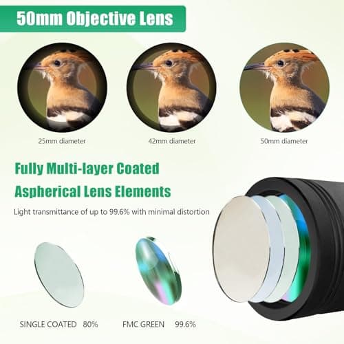 20x50 High Power Binoculars for Adults, Long Distance Binoculars with Phone Adapter, BAK4 Prism and FMC Lenses, Waterproof for Bird Watching, Hunting, Travel, Stargazing and Sports Events — view 2
