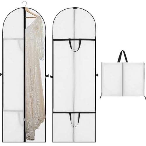 1 Pack Long Dress Covers Bag Dust Proof Clothes Covers Moth Proof Garment Bag Wedding Dress Bag Folding Long Coat Cover for Coat Gowns Dresses Shirts Suits Jackets Storage (White)