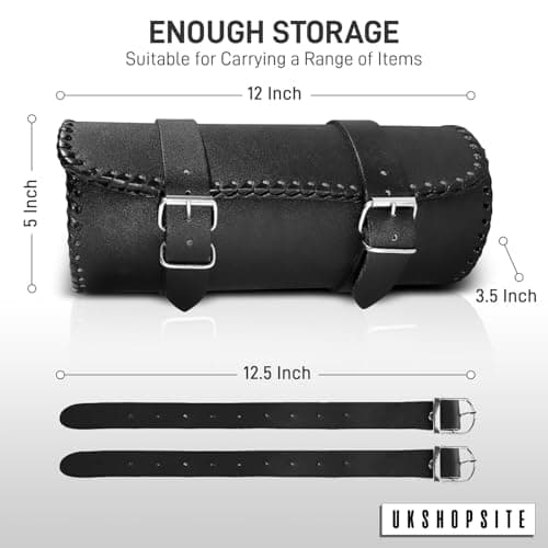 ukshopsite Motorcycle Motorbike Genuine Leather Tool Roll Saddle Bag TR1 — view 2