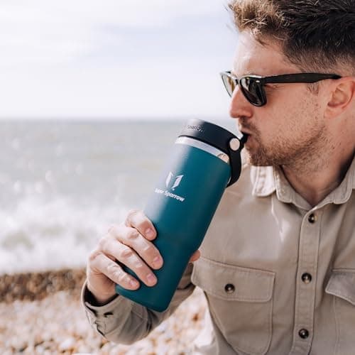 Sparrow Metal Water Bottle with Straw - 900ml - Insulated Tumbler Flex Lid — view 6