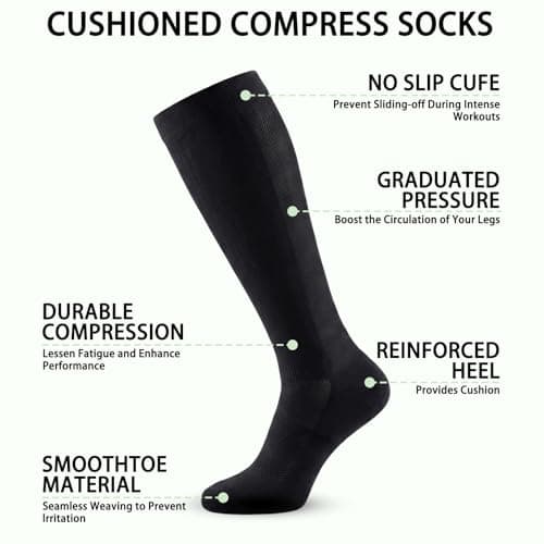 YANJINGSHE 3 Pairs Compression Socks for Women – 20-30mmHg Graduated Compression Knee High – for Nurses, Flying & Long Standing – Relieve Swelling & Varicose Veins – Black — view 5