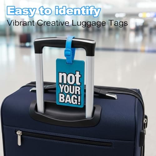 6 Pcs Luggage Tag with Name ID Card Colourful PVC Suitcase Tags — view 4