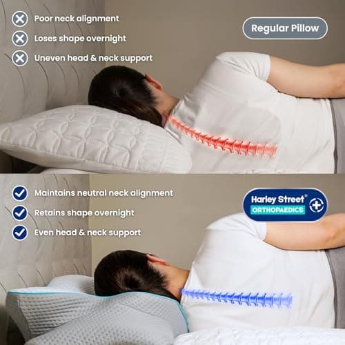 Harley Street Orthopedic Neck Support Pillow (Large) | Ergonomic Cervical Pillow | Orthopaedic Memory Foam Pillow for Side Sleepers | Hypoallergenic & Machine Washable — view 5