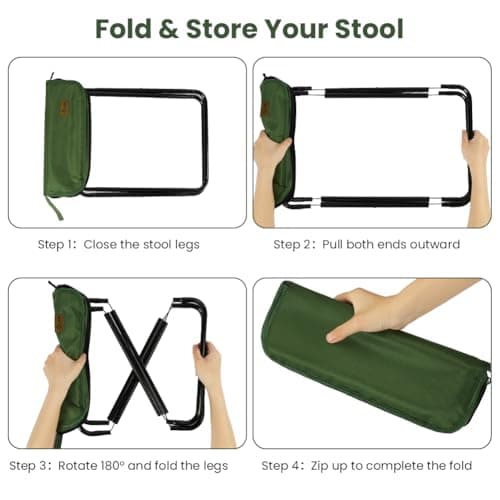 AOOSA Camping Stool, Portable Folding Stool, 32.5×26×31cm - Green — view 5