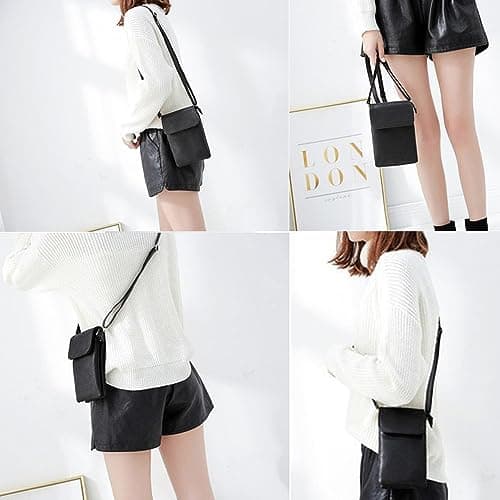 Vegan Leather Crossbody Bags for women, Phone Wallet Bag, Small Black Shoulder Bag with an Adjustable Strap Cross Body Bag for Ladies Shopping,Dating, Working,Travel, Fit Phone Less 6.5 Inch — view 2