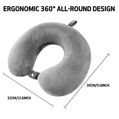 Jmbabe Travel Pillow - Memory Foam Neck Pillow Support Pillow,Luxury Compact & Lightweight Quick Pack for Camping,Washable Neck Support Pillow, Ear Plugs, Eye Mask & Carry Bag — view 2