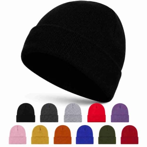 RubyTint Black Ribbed Knit Beanie, Stretch-Fit Unisex Soft Skull Cap