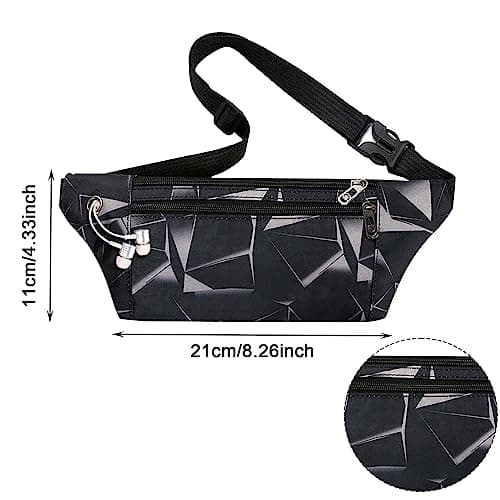Large Waterproof Waist Bag Bumbags for Men Women Ladies Black Fanny Pack for Travel Festival Walking Sport Running Outdoor Gym Workout Exercise Black Hip Pouch Money Belt Bag with Adjustable Strap — view 2