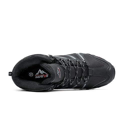 NORTIV 8 Men's Waterproof Hiking Boots,Black/Dark/Grey,10 — view 5