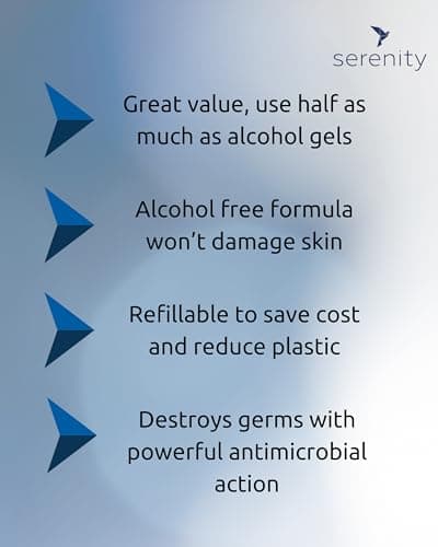 Serenity Hygiene Alcohol-Free Hand Gel Sanitiser – Hospital Grade Antiviral, Kills MRSA, C.Diff & Norovirus – Unscented, Up to 6 Hours Protection – Made in UK — view 5
