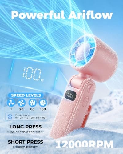 TUNISE Portable Fan, Handheld Fan Rechargeable 3600mAh, Mini Personal Fan — view 5