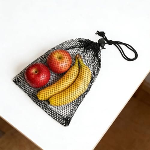 Small Mesh Drawstring Bags 20×15 cm Polyester Mesh Bags with Cord Lock Mini Net Bag for Travel Volleyball Swimming Pool Kitchen Golf Jewelry Toys Gifts (White & Black, 6 PCS) — view 5