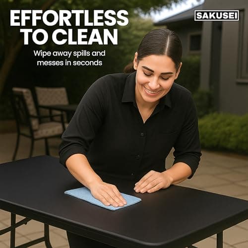 SAKUSEI Anthracite 6ft 1.8m Heavy Duty Folding Trestle Table. 150kg capacity. For Party, Garden, Patio, Office, Dining, indoor or Outdoor Use. With Carry Handle. Folds Away (Anthracite) — view 4