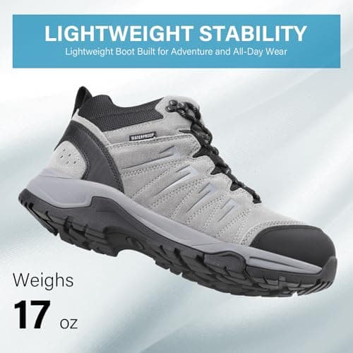 OUTJET Men's Waterproof Walking & Hiking Boots Lightweight, Grey — view 4