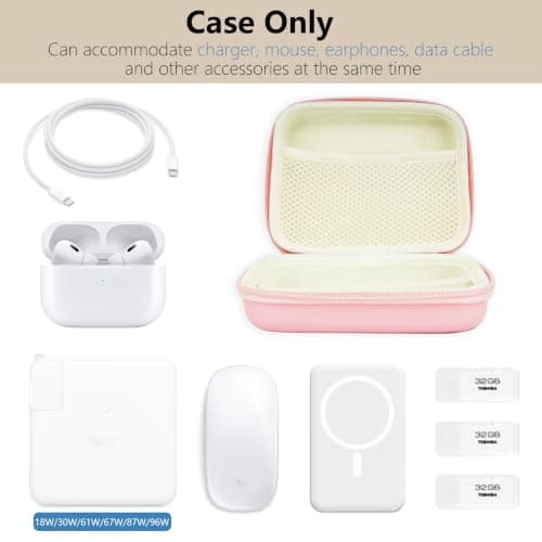 Linpr Portable Charger Case, Tech Electronic Organizer Bag, Pink, L — view 5
