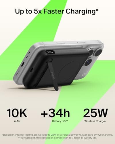 Belkin BoostCharge 10,000mAh Magnetic Power Bank with Kickstand - Black — view 2