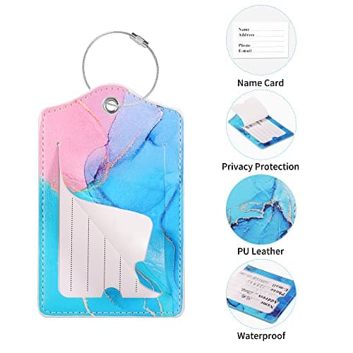 HCSSZ Luggage Tags, Flexible Silicone Travel Tags, ID Labels Set, Name Tags for Suitcases Baggage Bags Backpacks Personalized Card Holder for Quickly Identify (4pcs Marble Design) — view 2