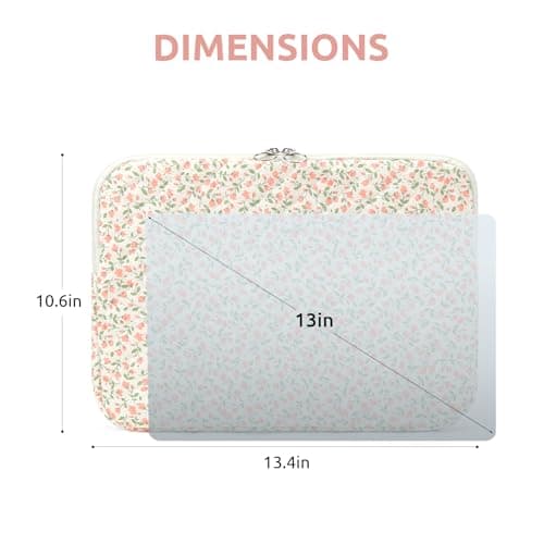 Puffy Laptop Sleeve 13 Inch Cute Floral Laptop Case Soft Quilted Computer Sleeve Protective Cover for MacBook, iPad, Notebook, Chromebook — view 6