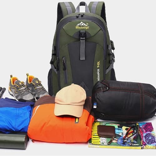 Lightweight Hiking Backpack 40L Polyester Travel Trekking Backpack for Women Men Outdoor Sports Camping Climbing Skiing Cycling, Green, L — view 4