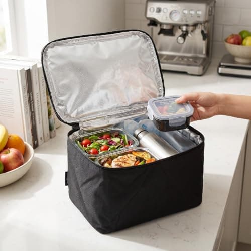 Insulated Cooler Bag Leakproof for Travel Office Road Trips Black 30 X 15 X 20 Cm — view 2
